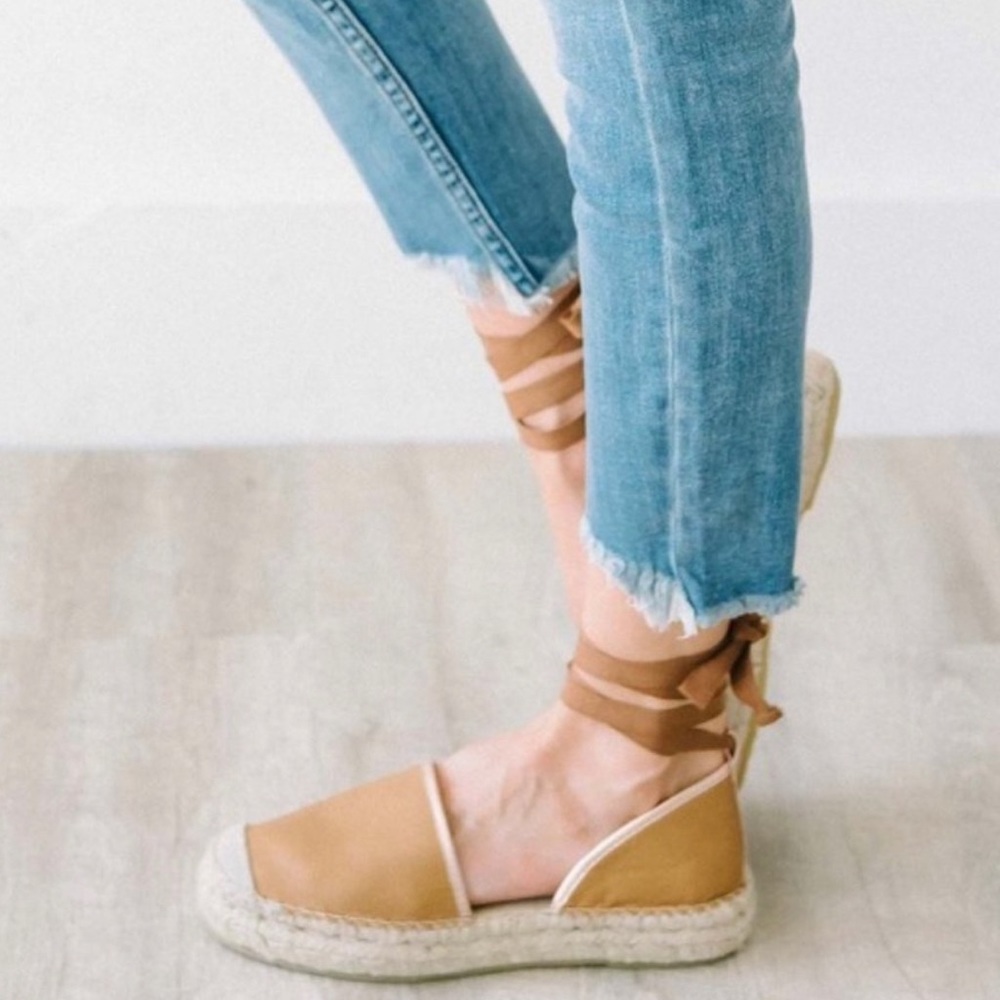 Free People Paradise Lace Up Leather Espadrilles